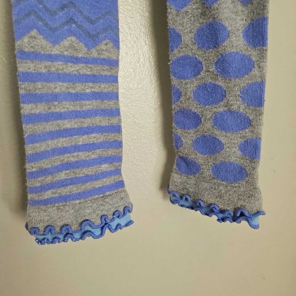 Naartjie Knit Footless Tights Sz 3-6m‎ Periwinkle Blue Grey Stripes Polka Dot